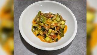 Bratbohnenpfanne mit Gorgonzolasahne