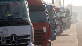 Mehrere Lkw auf einem Rastplatz (Symbol): Auf dem Parkplat Bronnholzheim bei Satteldorf auf der A6 kommt es immer wieder zu Spritdiebstählen.