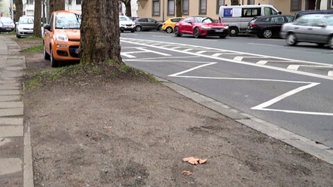 Seitenstreifen an einer Hauptstraße - Mainz verteilt Strafzettel fürs Parken auf dem Grünstreifen
