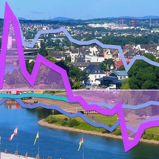 Eine Luftaufnahme der Stadtlandschaft von Koblenz