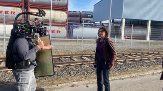 Tatort-Dreh mit Lisa Bitter und Ulrike Volkerts in Ludwigshafen