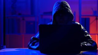 Ein Betrüger sitzt an einem Laptop. In Rheinland-Pfalz gibt es immer mehr Fälle von Online-Betrug, sagt die Verbraucherzentrale. Symbolbild. 