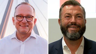 OB-Wahl Ludwigshafen: CDU-Kandidat Klaus Blettner (links im Bild) und SPD-Kandidat Jens Peter Gotter (rechts im Bild) treten nun in einer Stichwahl gegeneinander an