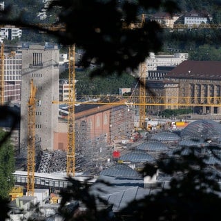 Blick auf die Baustelle des Bahnprojekts Stuttgart 21 am Hauptbahnhof.